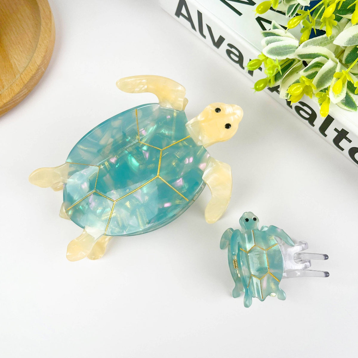 Blue Turtle Claw Clip,Animal Hair Clip - Abigail Fox Designs Nantucket