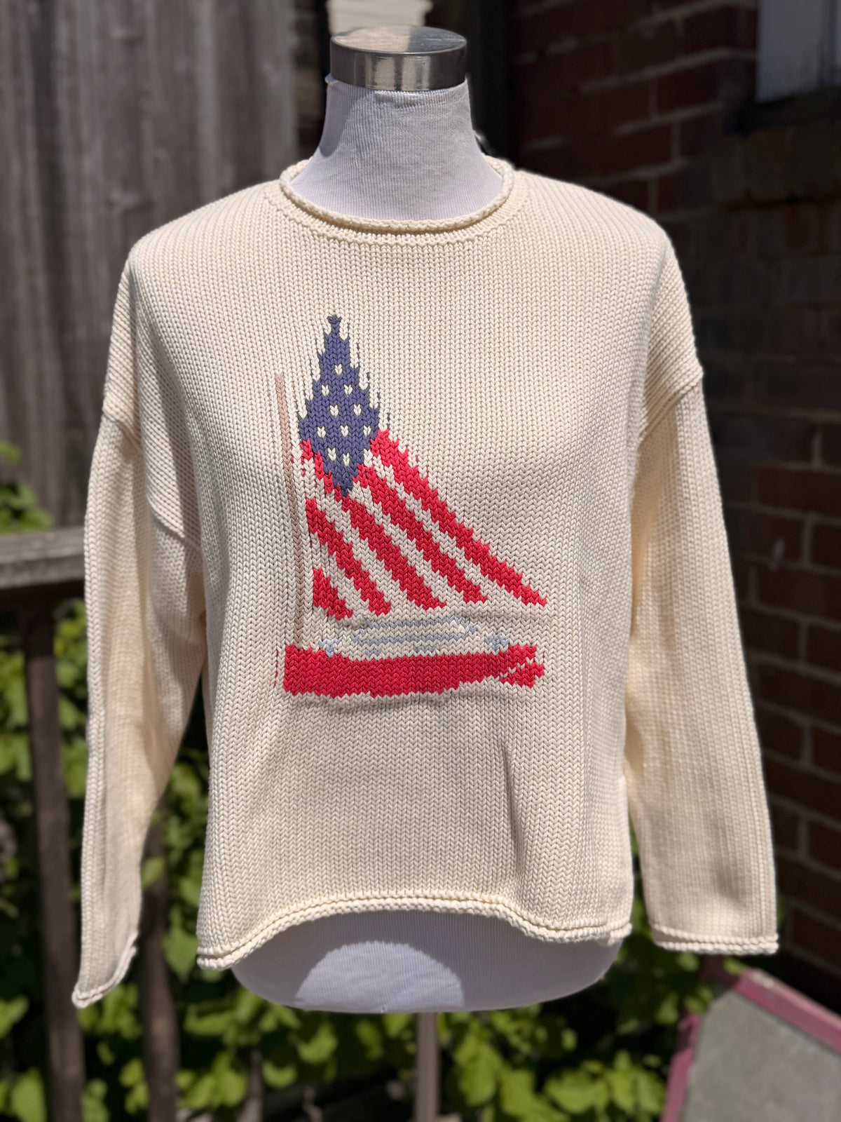 Sailboat Roll Neck Sweater In Cream