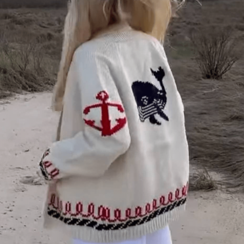 Cape Cod Whale Cardigan - Abigail Fox Designs Nantucket