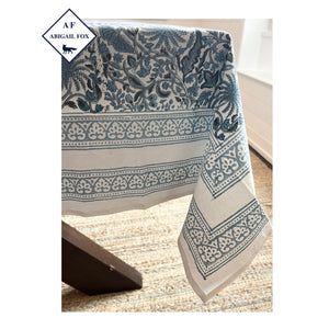 Caroline, Block Print Abigail Fox Tablecloth - Abigail Fox Designs