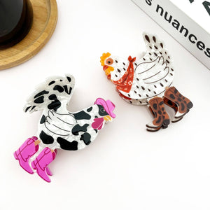 Chicken Denim Hair Clip, Animal Hair Accessories - Abigail Fox Designs Nantucket