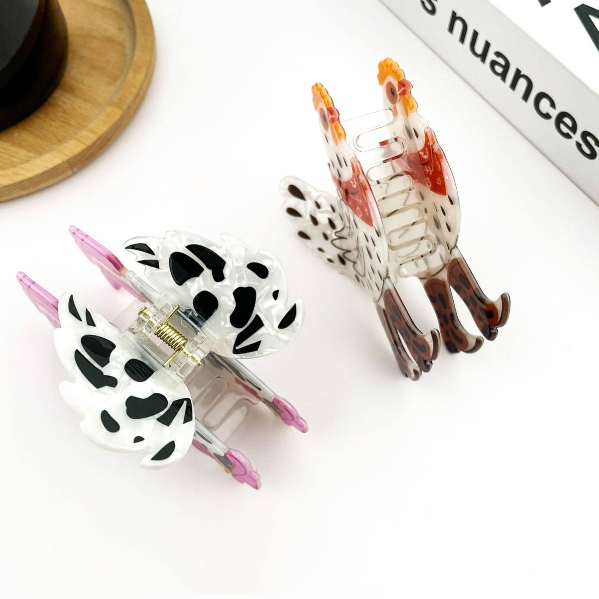 Chicken Denim Hair Clip, Animal Hair Accessories - Abigail Fox Designs Nantucket