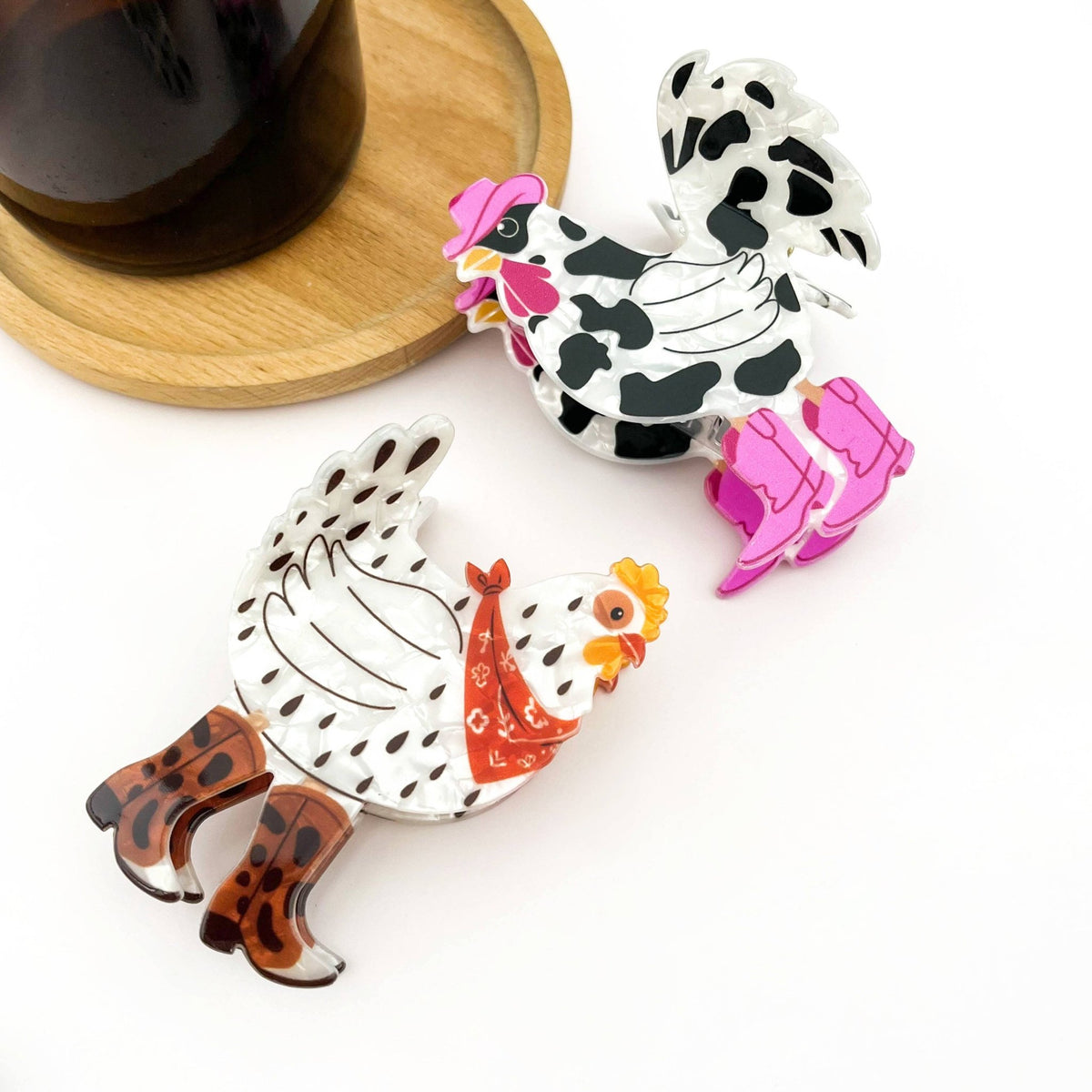 Chicken Denim Hair Clip, Animal Hair Accessories - Abigail Fox Designs Nantucket