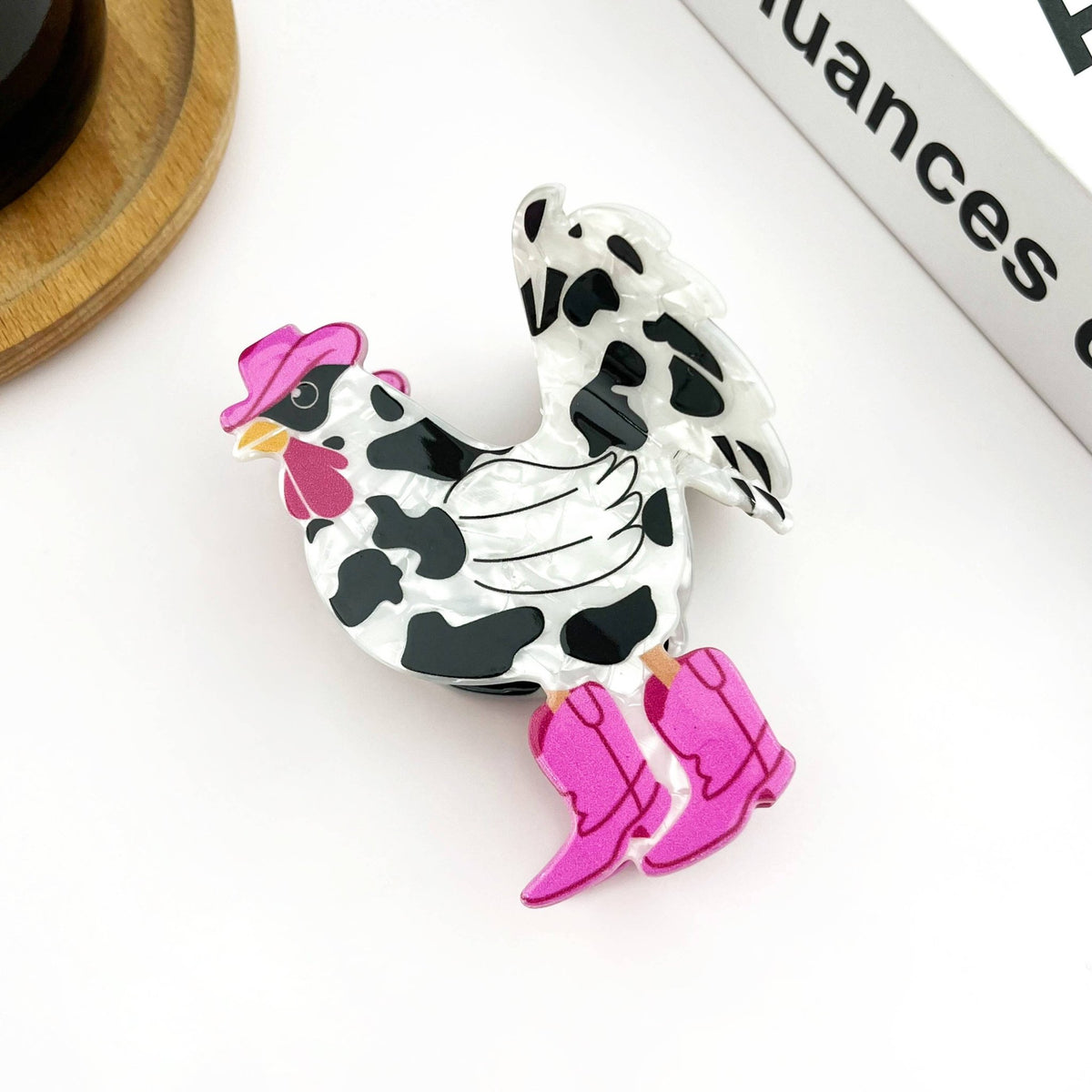Chicken Denim Hair Clip, Animal Hair Accessories - Abigail Fox Designs Nantucket