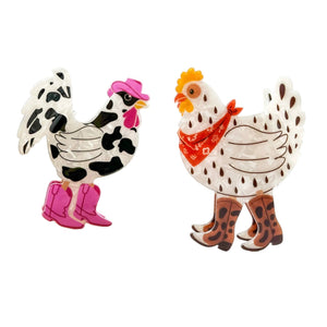 Chicken Denim Hair Clip, Animal Hair Accessories - Abigail Fox Designs Nantucket