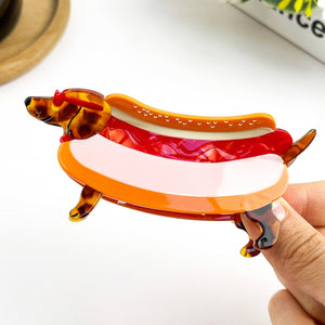 Creative Hot Dog Hair Claw Clip, Acetate Animal Hair Clip - Abigail Fox Designs Nantucket