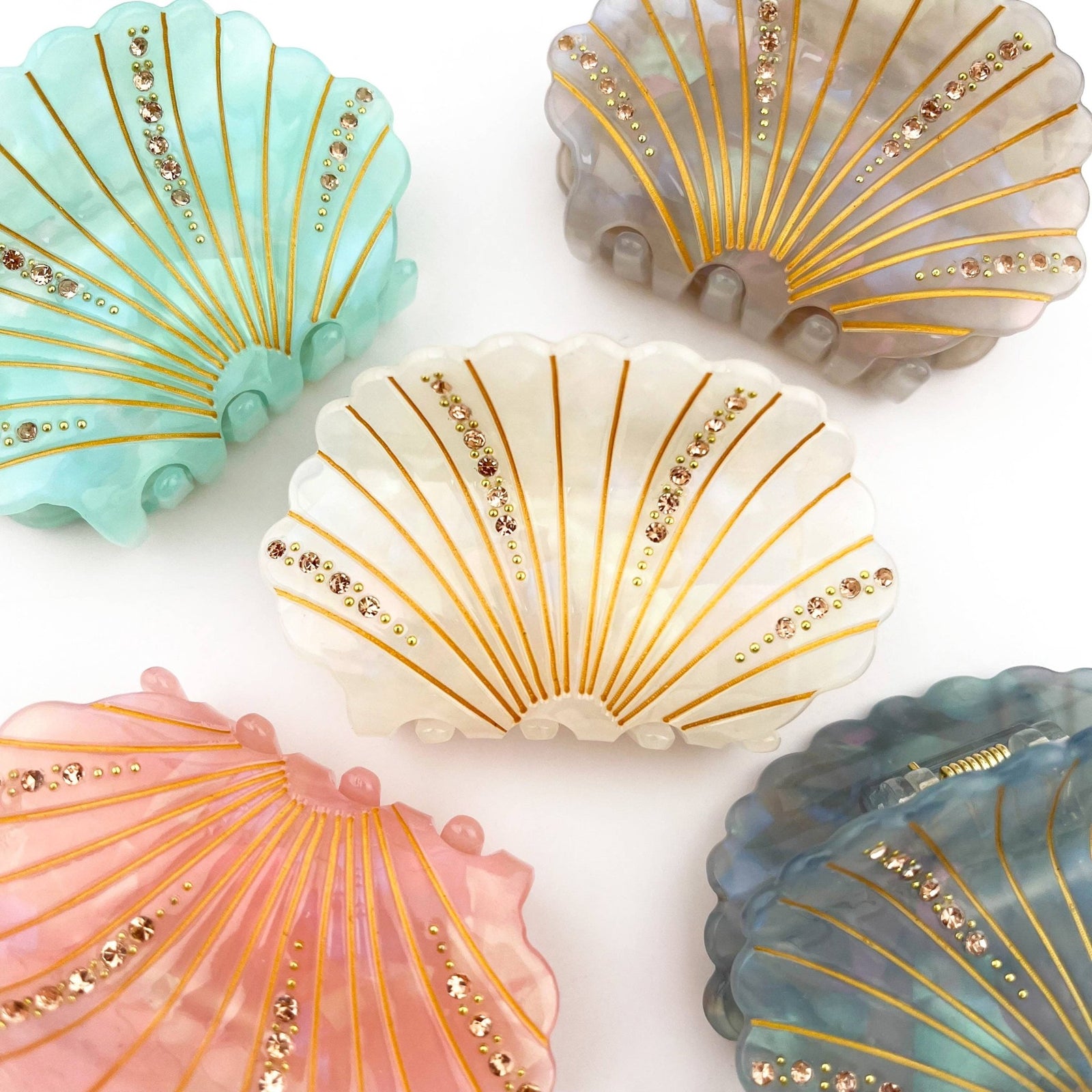Crystal Shell Claw Clip, Ocean Creatures Hair Clip - Abigail Fox Designs Nantucket