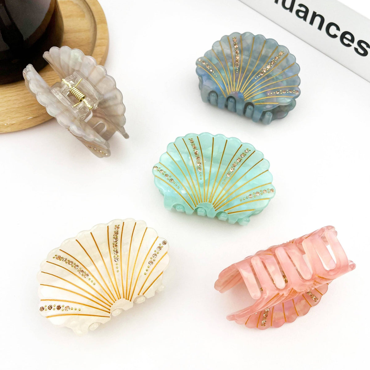 Crystal Shell Claw Clip, Ocean Creatures Hair Clip - Abigail Fox Designs Nantucket