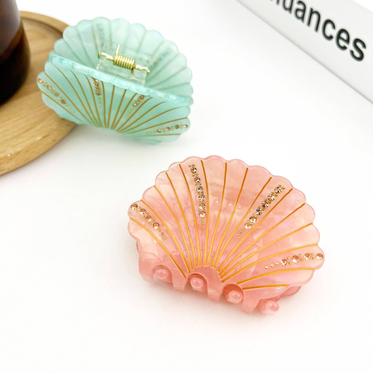 Crystal Shell Claw Clip, Ocean Creatures Hair Clip - Abigail Fox Designs Nantucket