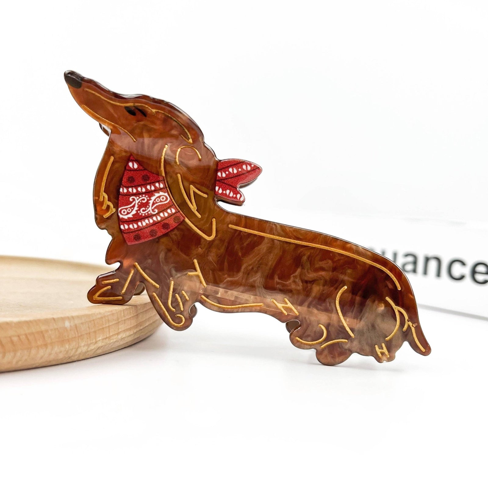 Cute Brown Dog Hair Claw Clip, Dachshund Hair Clip - Abigail Fox Designs Nantucket