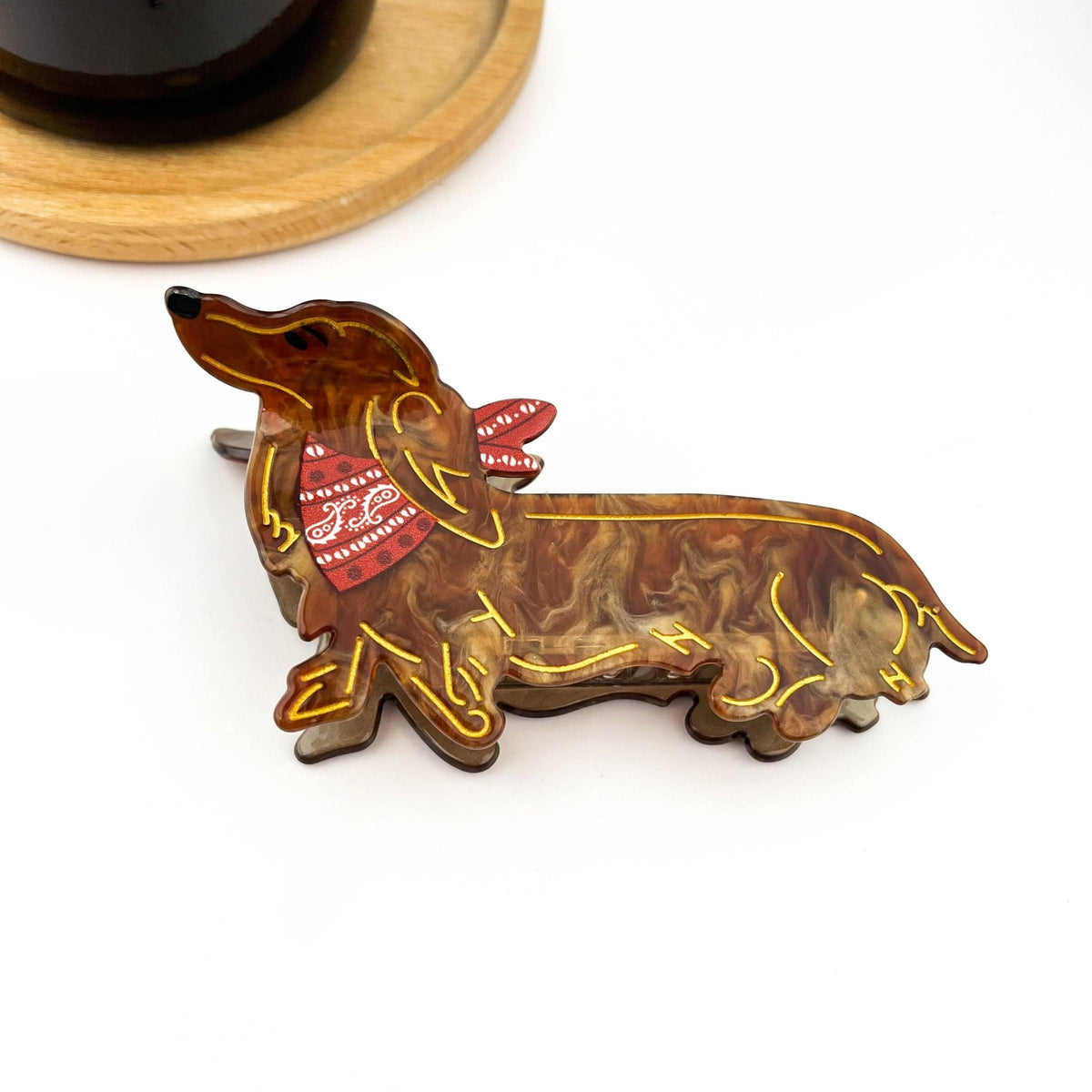 Cute Brown Dog Hair Claw Clip, Dachshund Hair Clip - Abigail Fox Designs Nantucket