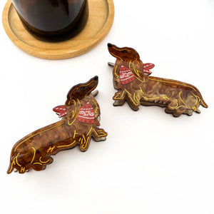 Cute Brown Dog Hair Claw Clip, Dachshund Hair Clip - Abigail Fox Designs Nantucket