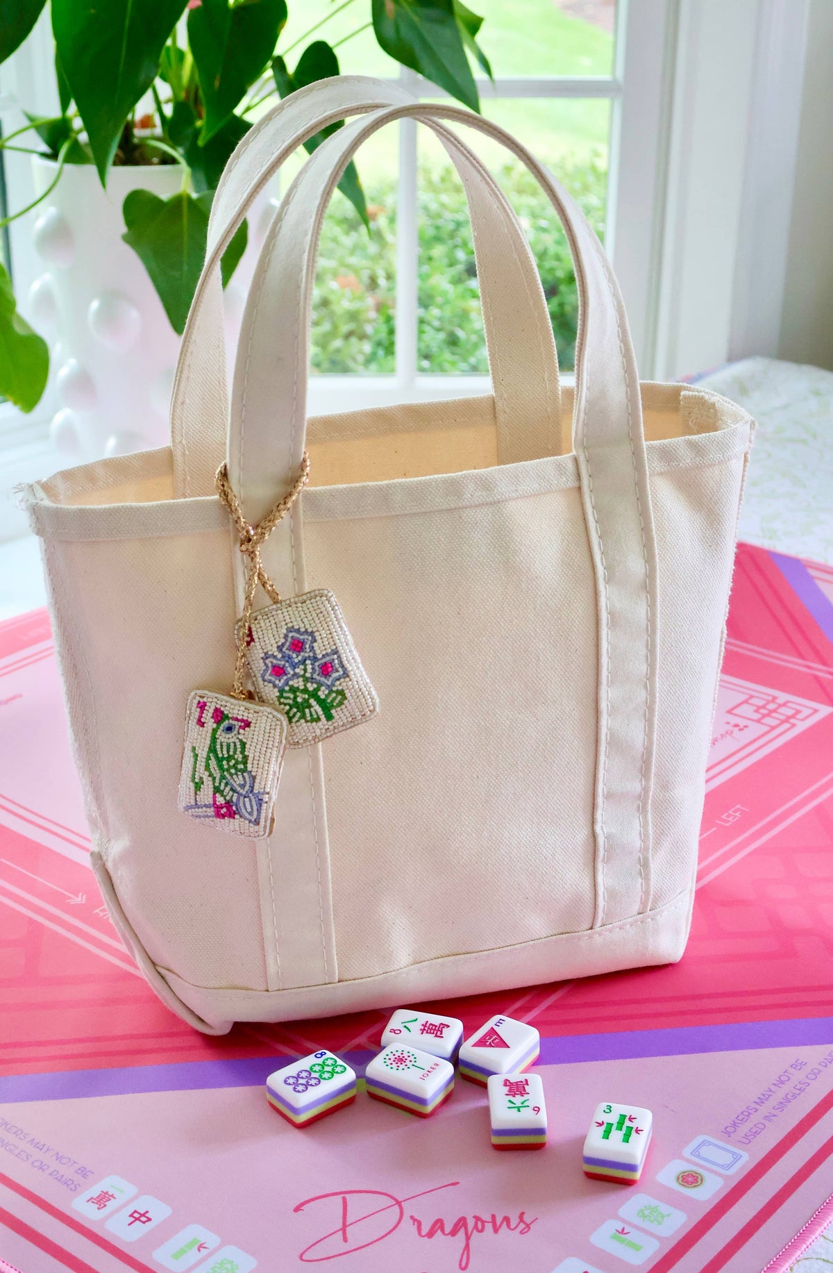 Mahjong Hand-Beaded Bag Charm