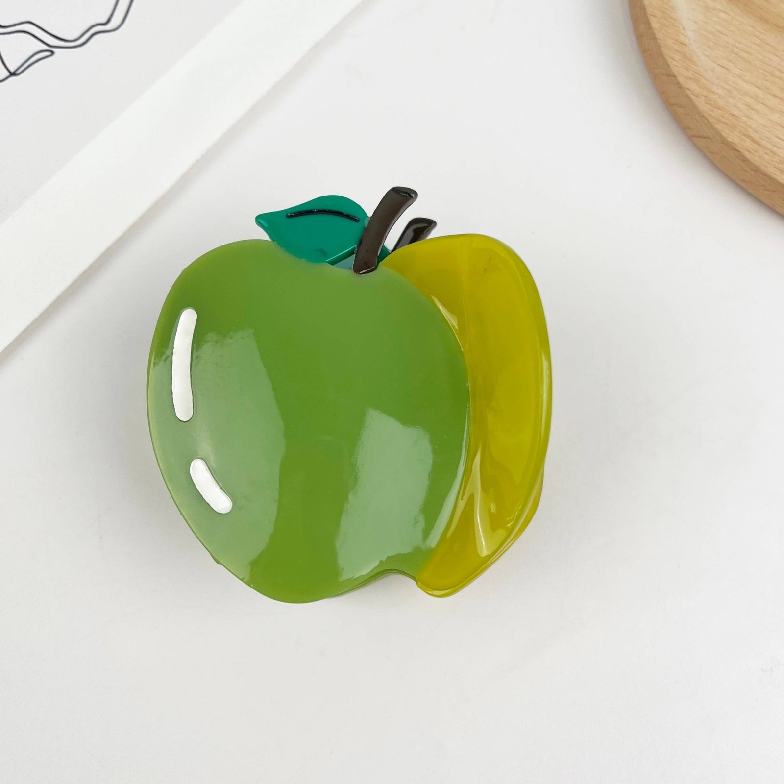 Green apple hair clips fruit claw clip - Abigail Fox Designs Nantucket