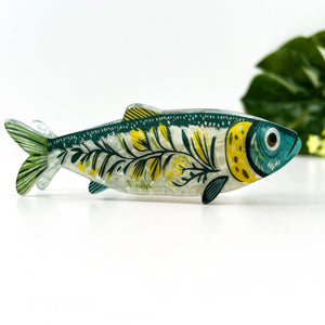 Green Sardine Hair Claw Clip with Seaweed Detail - Abigail Fox Designs Nantucket