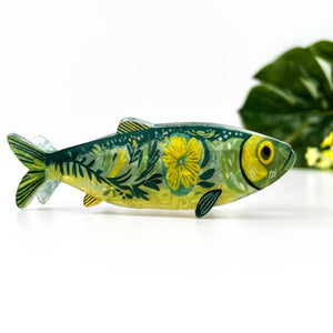 Green Sardine Hair Claw Clip with Seaweed Detail - Abigail Fox Designs Nantucket