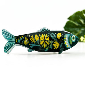 Green Sardine Hair Claw Clip with Seaweed Detail - Abigail Fox Designs Nantucket