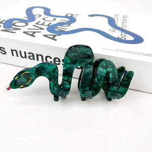 Green Snake Claw Clip, Reptile-Inspired Hair Accessory - Abigail Fox Designs Nantucket