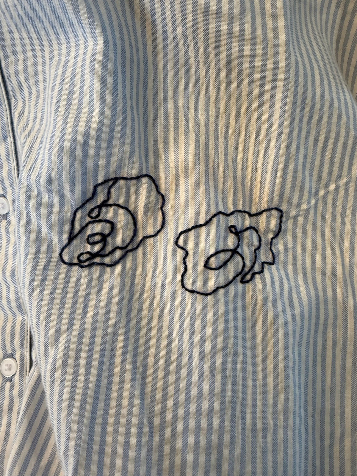 Hand Embroidered Nantucket Shirt, Striped Blue - Abigail Fox Designs Nantucket