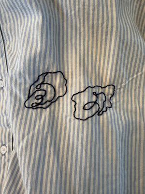 Hand Embroidered Nantucket Shirt, Striped Blue - Abigail Fox Designs Nantucket