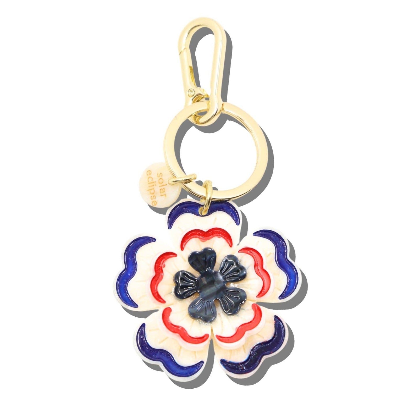 Hand-painted Americana Flower Bag Charm + Keychain | Eco-Friendly - Abigail Fox Designs Nantucket