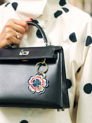 Hand-painted Americana Flower Bag Charm + Keychain | Eco-Friendly - Abigail Fox Designs Nantucket
