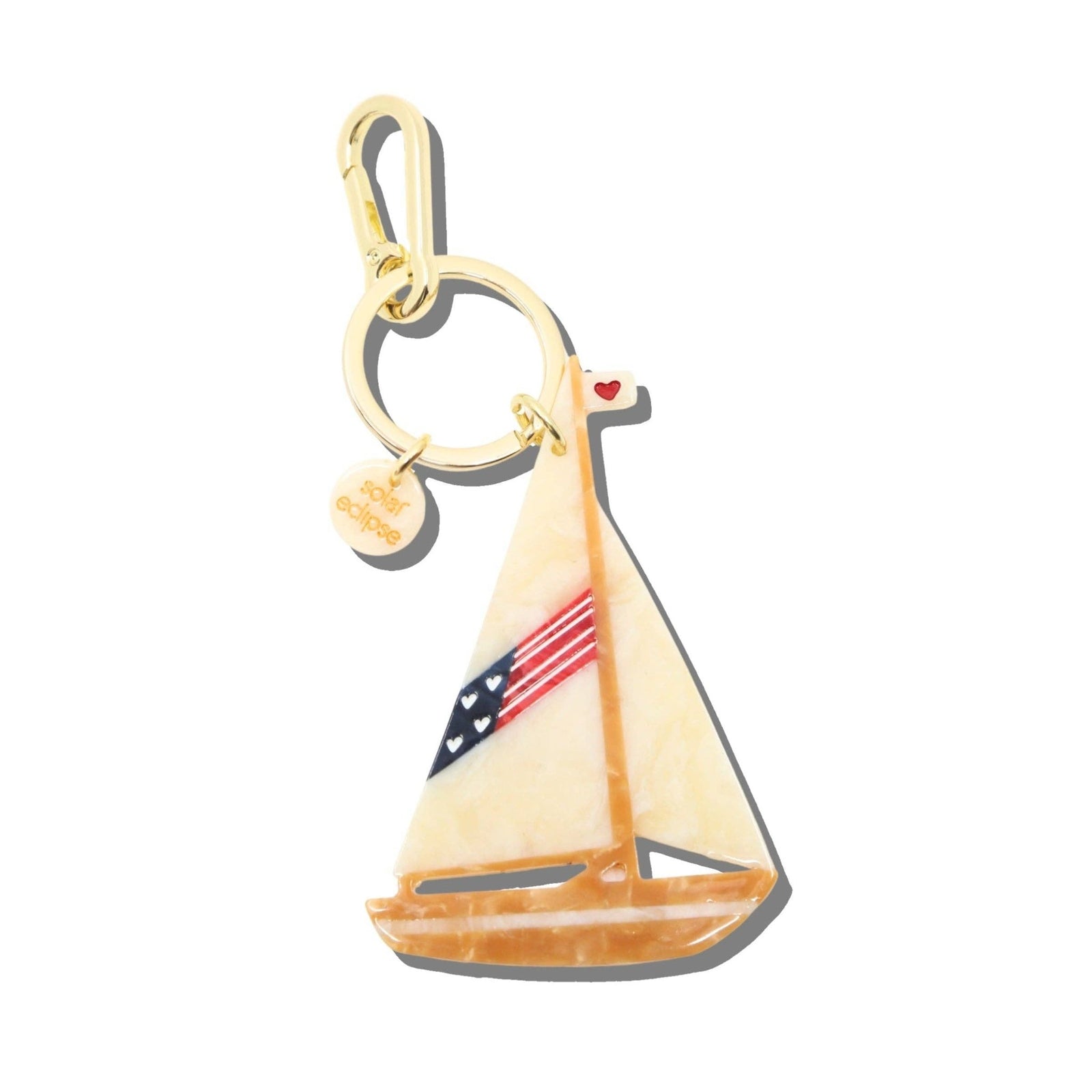 Hand-painted Americana Sailboat Bag Charm + Keychain | Eco-Friendly - Abigail Fox Designs Nantucket