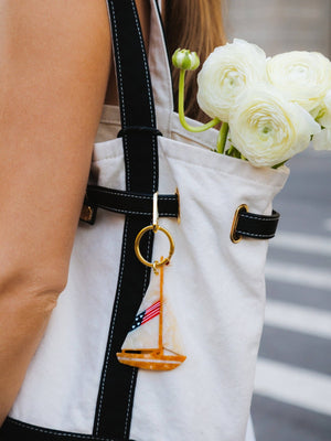 Hand-painted Americana Sailboat Bag Charm + Keychain | Eco-Friendly - Abigail Fox Designs Nantucket
