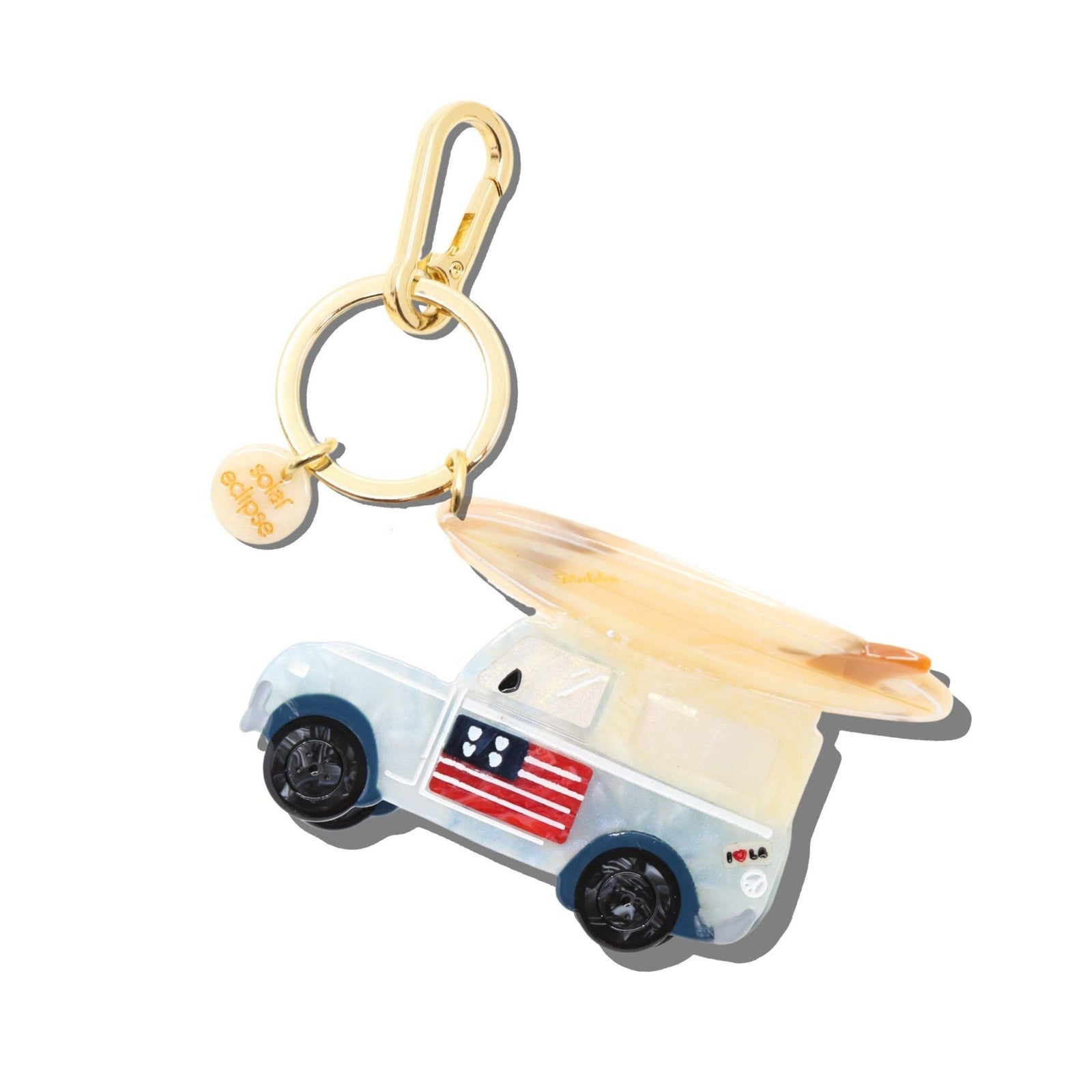 Hand-painted Americana Surf Car Bag Charm + Keychain | Eco-Friendly - Abigail Fox Designs Nantucket