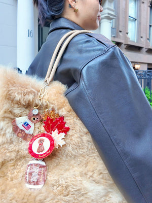 Hand-painted Americana Teddy Bear Bag Charm + Keychain - Abigail Fox Designs Nantucket