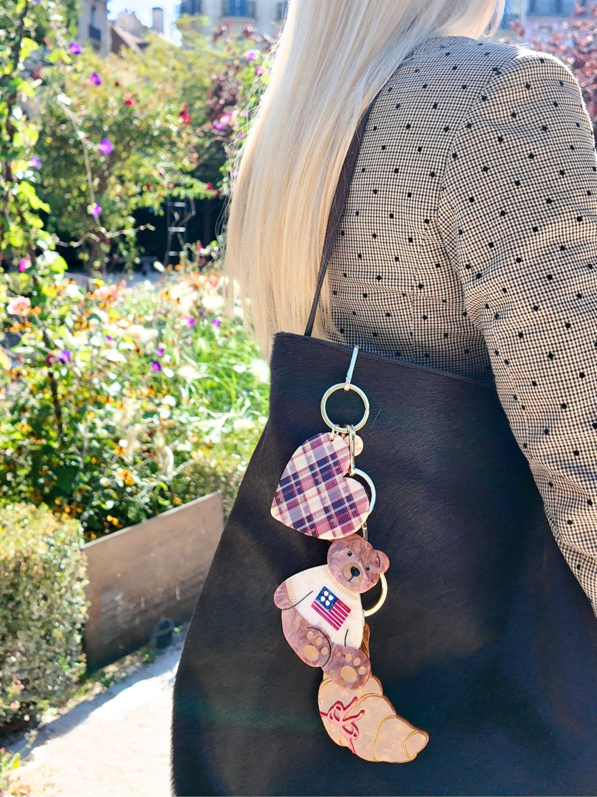 Hand-painted Americana Teddy Bear Bag Charm + Keychain - Abigail Fox Designs Nantucket