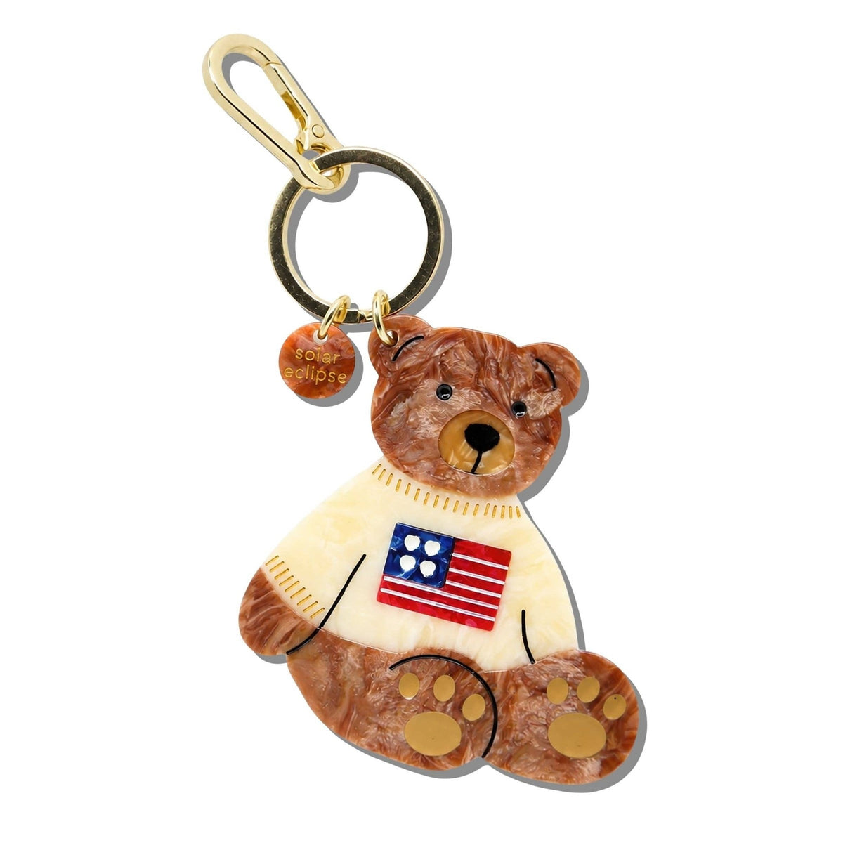 Hand-painted Americana Teddy Bear Bag Charm + Keychain - Abigail Fox Designs Nantucket