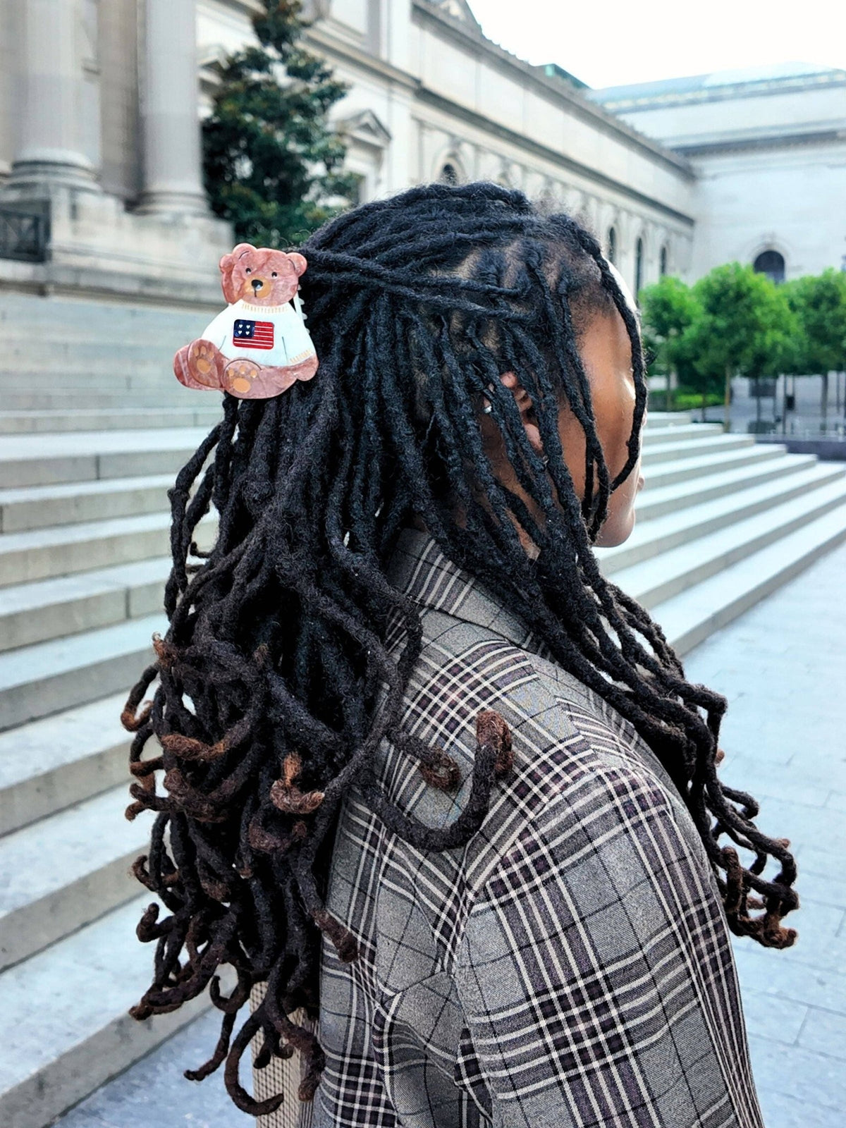 Hand-painted Americana Teddy Bear Claw Hair Clip | Eco-Friendly - Abigail Fox Designs Nantucket