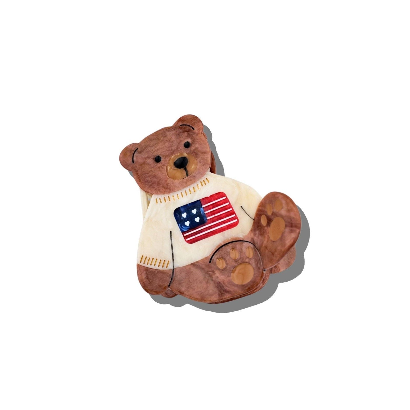 Hand-painted Americana Teddy Bear Claw Hair Clip | Eco-Friendly - Abigail Fox Designs Nantucket