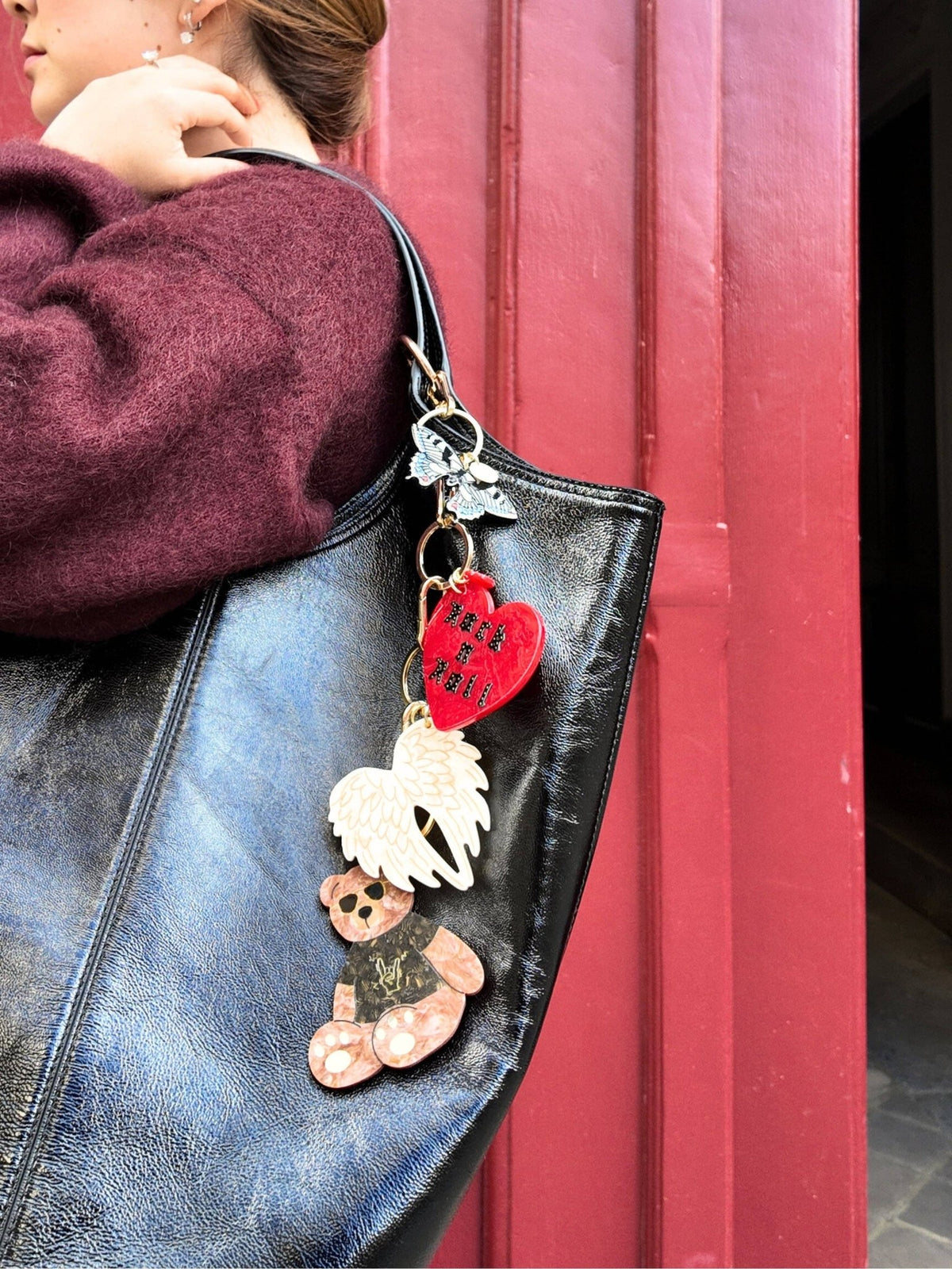 Hand-painted Angel Wings Bag Charm + Keychain | Eco-Friendly - Abigail Fox Designs Nantucket