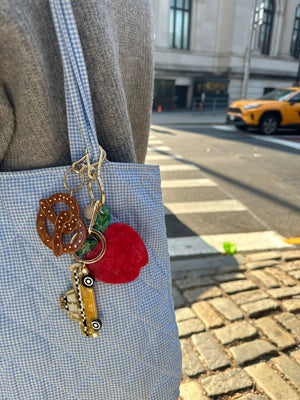 Hand-painted Apple Bag Charm + Keychain | Eco-Friendly - Abigail Fox Designs Nantucket