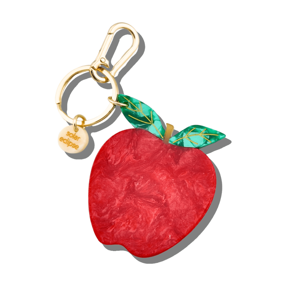 Hand-painted Apple Bag Charm + Keychain | Eco-Friendly - Abigail Fox Designs Nantucket