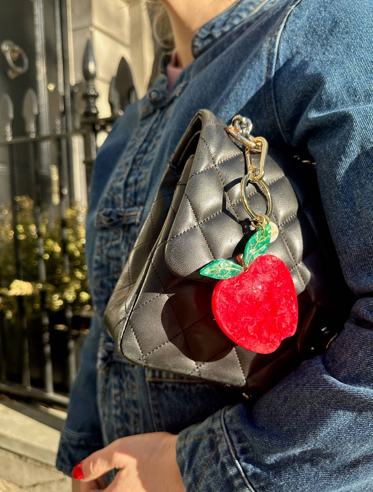 Hand-painted Apple Bag Charm + Keychain | Eco-Friendly - Abigail Fox Designs Nantucket