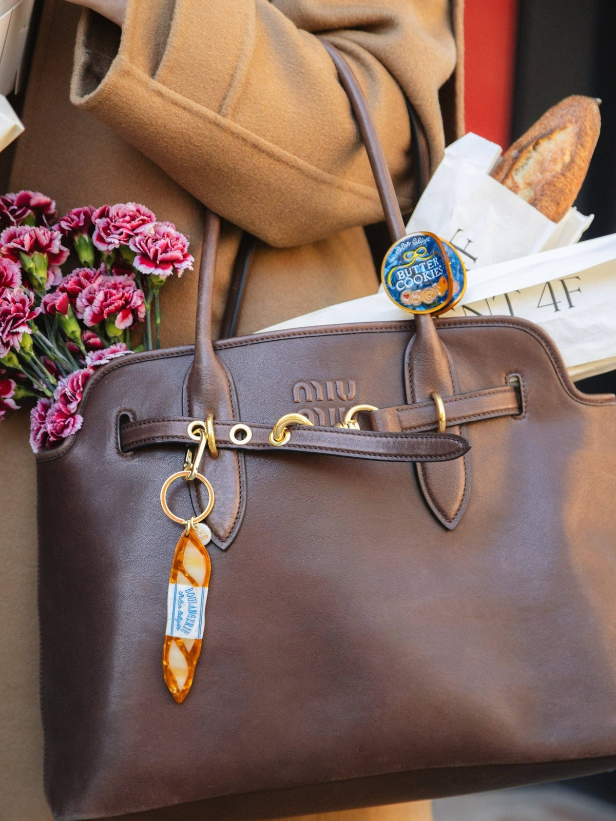 Hand-painted Boulangerie Baguette Bag Charm + Keychain | Eco-Friendly - Abigail Fox Designs Nantucket