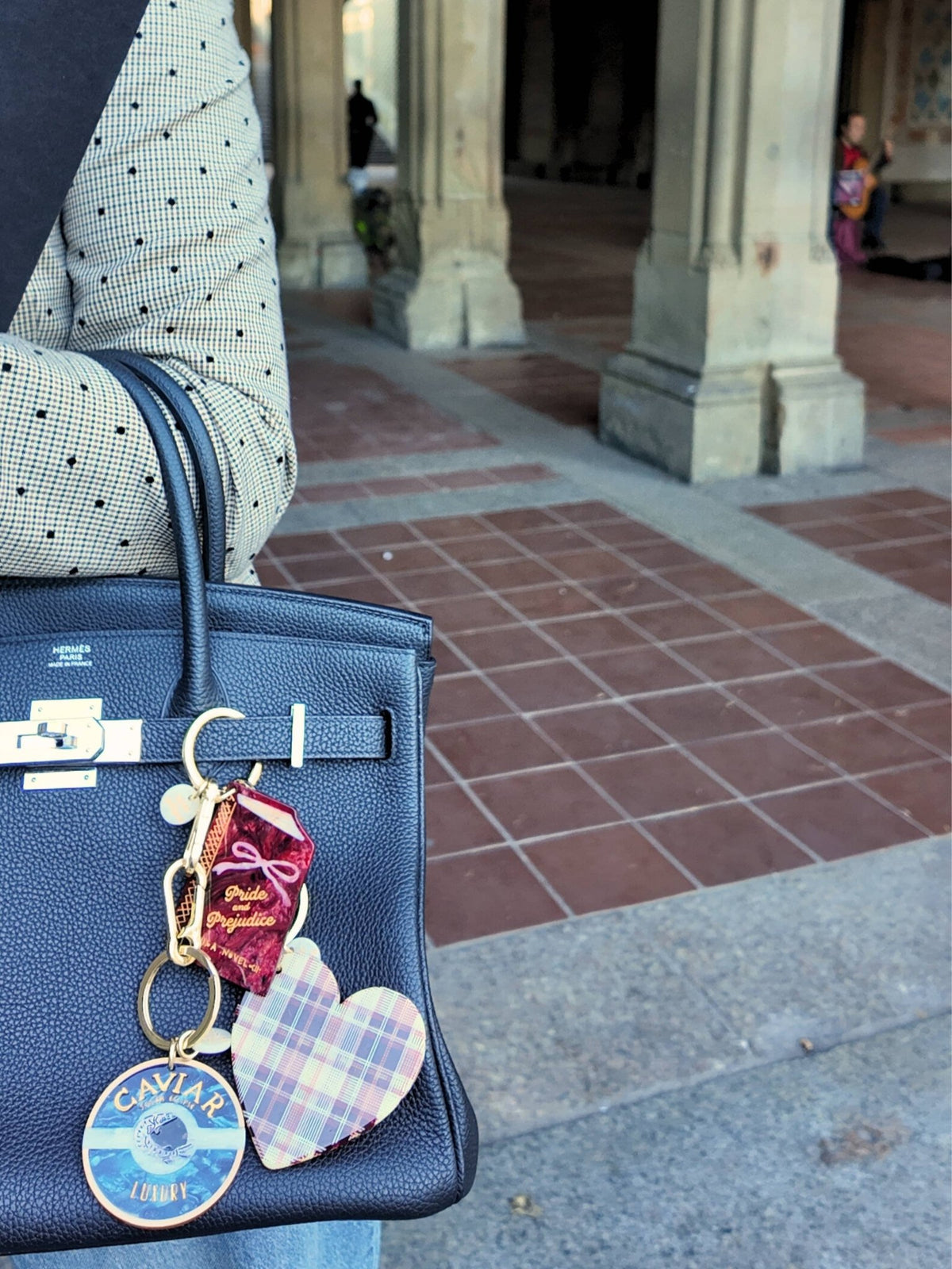 Hand-painted Caviar Bag Charm + Keychain - Abigail Fox Designs Nantucket