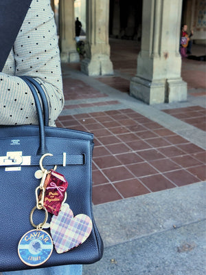 Hand-painted Caviar Bag Charm + Keychain - Abigail Fox Designs Nantucket