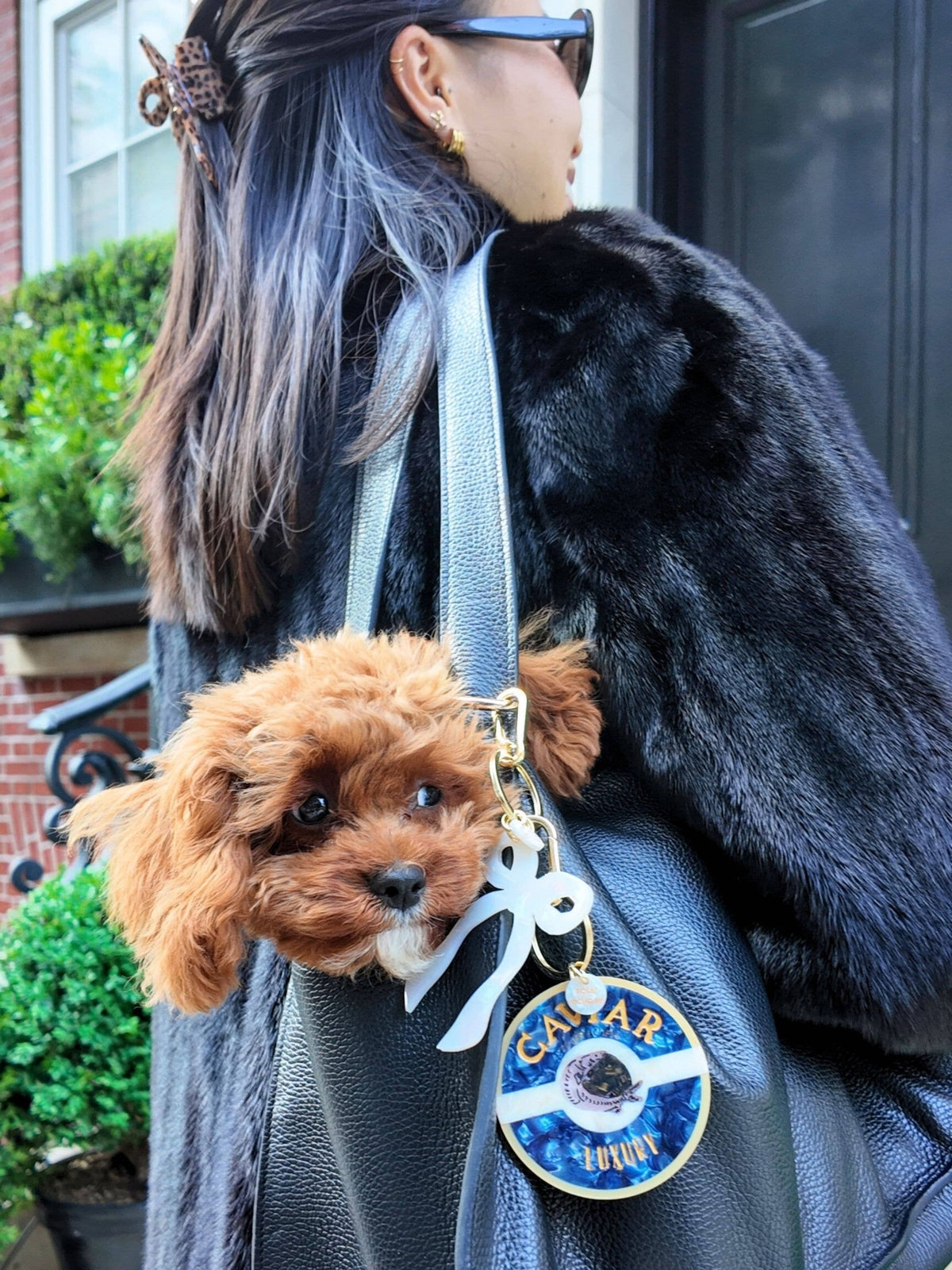 Hand-painted Caviar Bag Charm + Keychain - Abigail Fox Designs Nantucket
