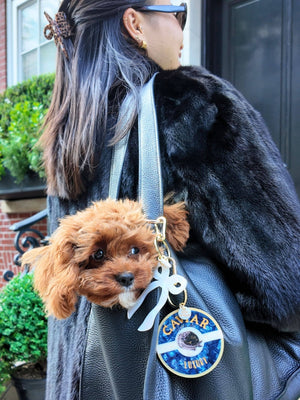 Hand-painted Caviar Bag Charm + Keychain - Abigail Fox Designs Nantucket