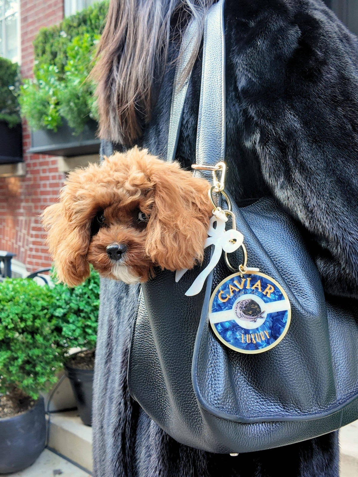 Hand-painted Caviar Bag Charm + Keychain - Abigail Fox Designs Nantucket