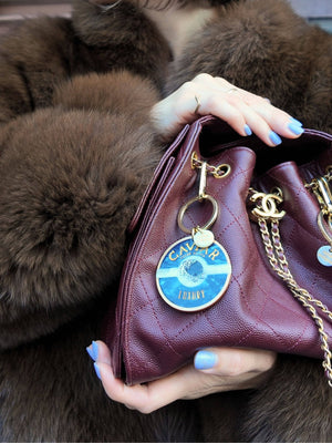 Hand-painted Caviar Bag Charm + Keychain - Abigail Fox Designs Nantucket