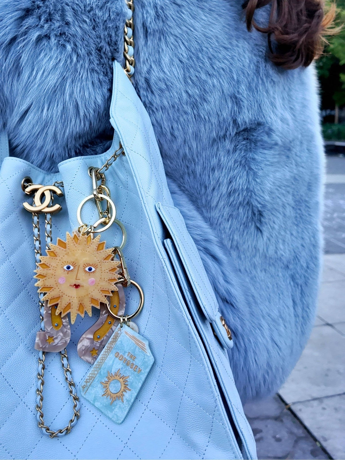 Hand-painted Celestial Sun Bag Charm + Keychain - Abigail Fox Designs Nantucket