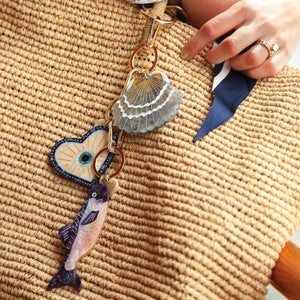 Hand-painted Coastal Lucky Eye Bag Charm + Keychain | Eco-Friendly - Abigail Fox Designs Nantucket