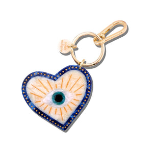Hand-painted Coastal Lucky Eye Bag Charm + Keychain | Eco-Friendly - Abigail Fox Designs Nantucket