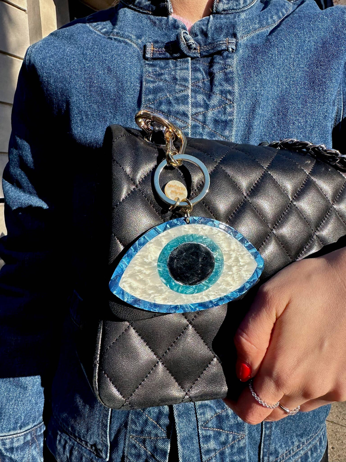 Hand-painted Evil Eye Bag Charm & Keychain | Eco-Friendly - Abigail Fox Designs Nantucket