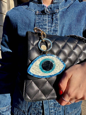 Hand-painted Evil Eye Bag Charm & Keychain | Eco-Friendly - Abigail Fox Designs Nantucket